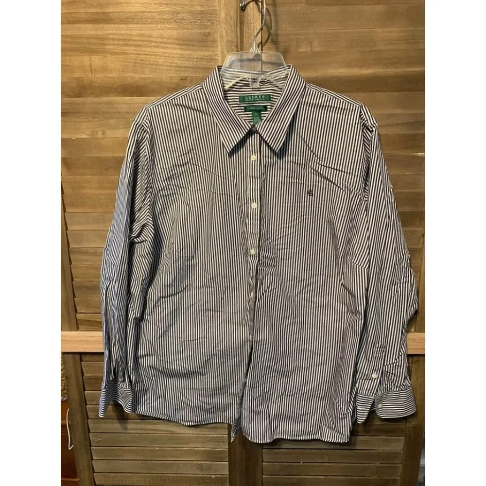 Lauren Ralph Lauren Striped Cotton Button Down Shirt Mens Size 2X - Picture 1 of 4